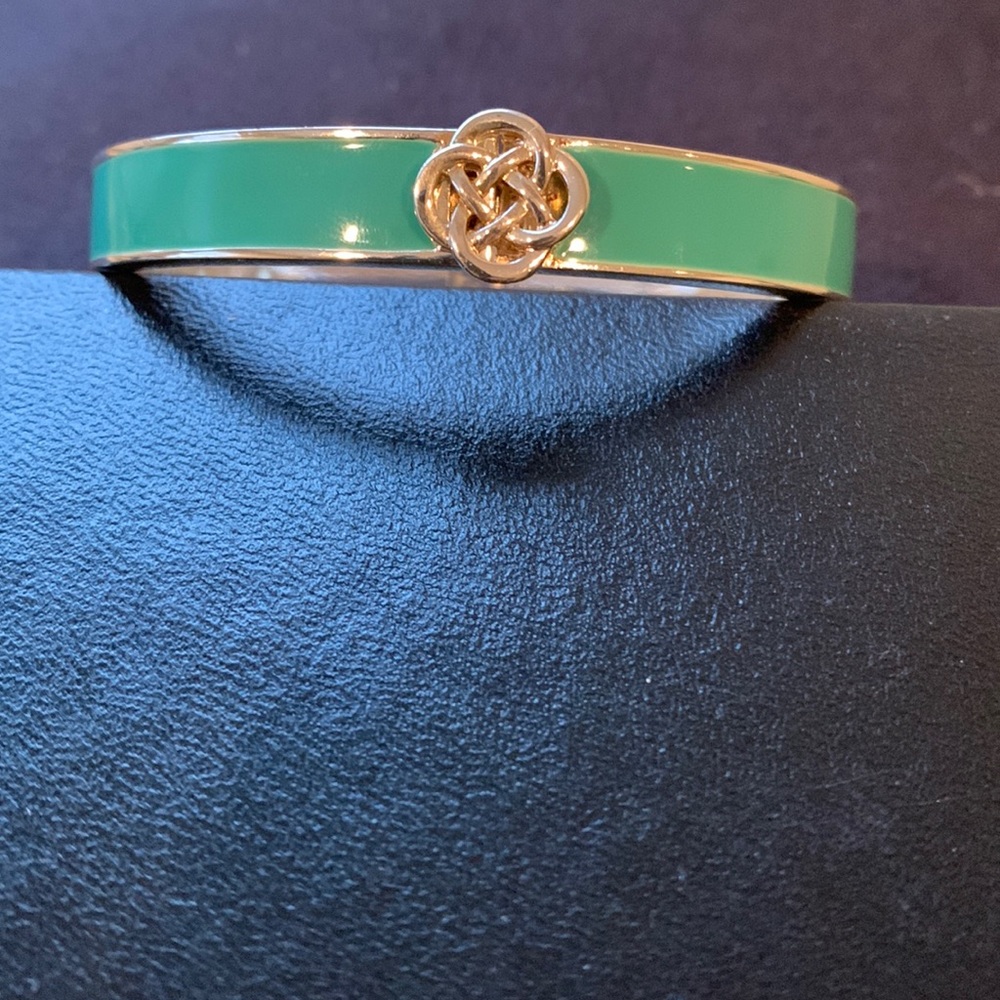 Stella & Dot Turquoise enamel & silver Lindsay Bangle Bracelet Celtic Knot